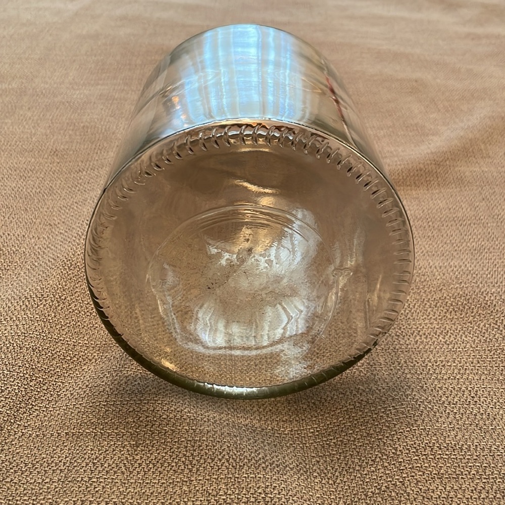 Large Unique Clear Glass Vase or Lantern with Rose Gold Copper Like Handle - Picture 7 of 12